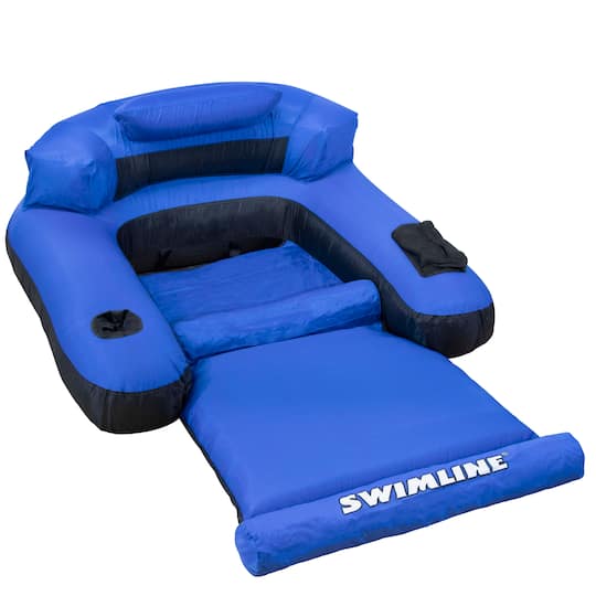Swimline 4.5ft. Inflatable Blue &#x26; Black Ultimate Swimming Pool Chair Lounger